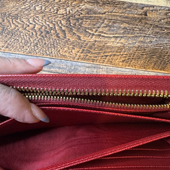 Prada Saffiano Leather Zippy Long Wallet Red Full Set With Authenticity Card - Picture 13 of 16
